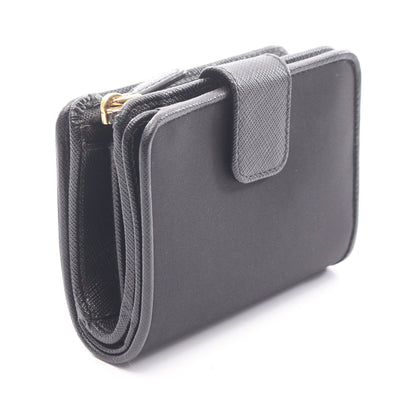 PORTAF PICCOLO LAMPO 二つ折り財布 ナイロンキャンバス レザー ブラック プラダ 財布・小物 PRADA