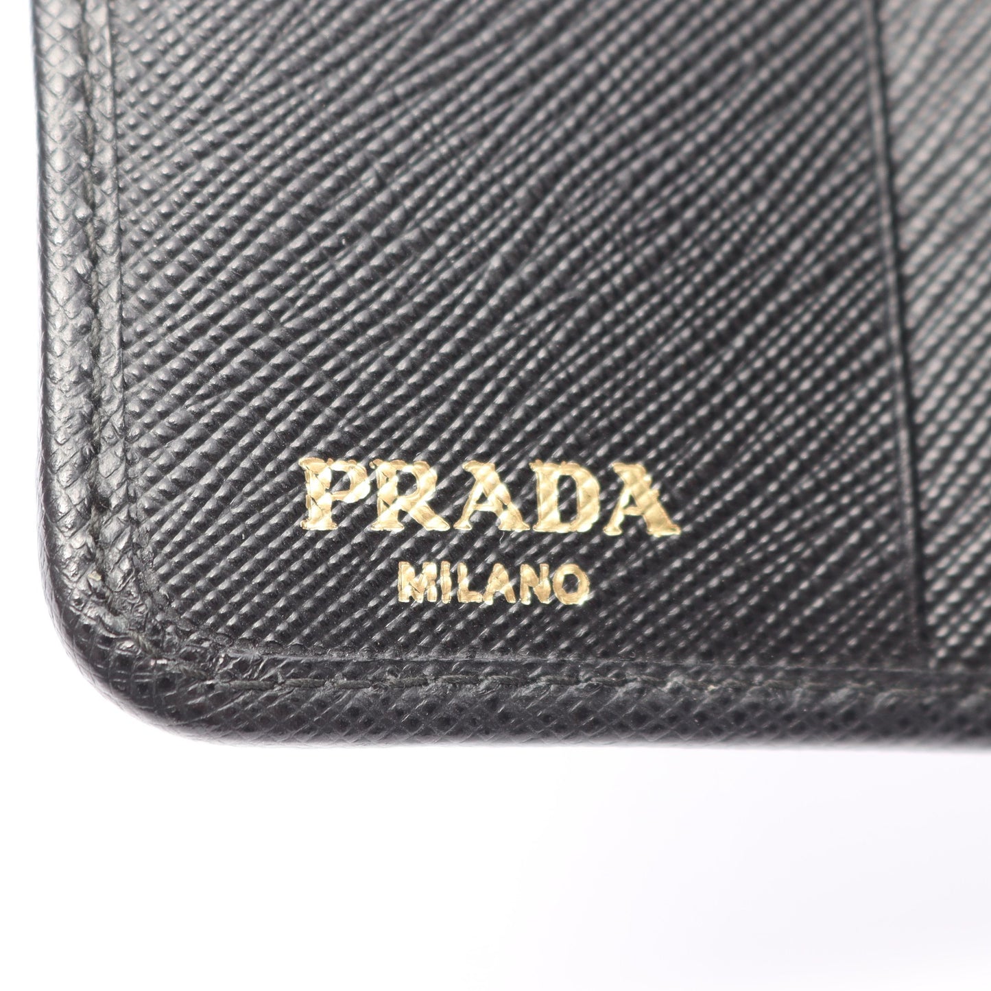 PORTAF PICCOLO LAMPO 二つ折り財布 ナイロンキャンバス レザー ブラック プラダ 財布・小物 PRADA
