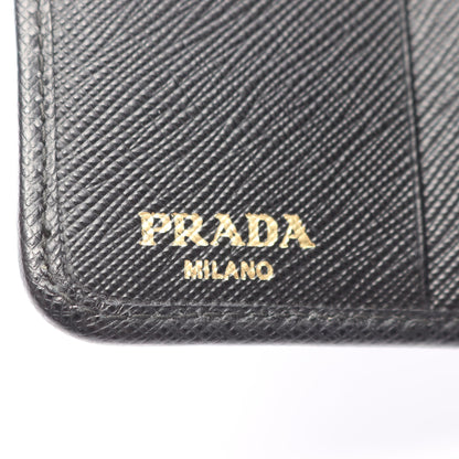 PORTAF PICCOLO LAMPO 二つ折り財布 ナイロンキャンバス レザー ブラック プラダ 財布・小物 PRADA
