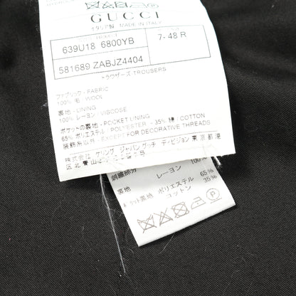 エンブロイダリー スラックス トラウザーズ 総柄 ウール ネイビー グッチ ボトムス GUCCI