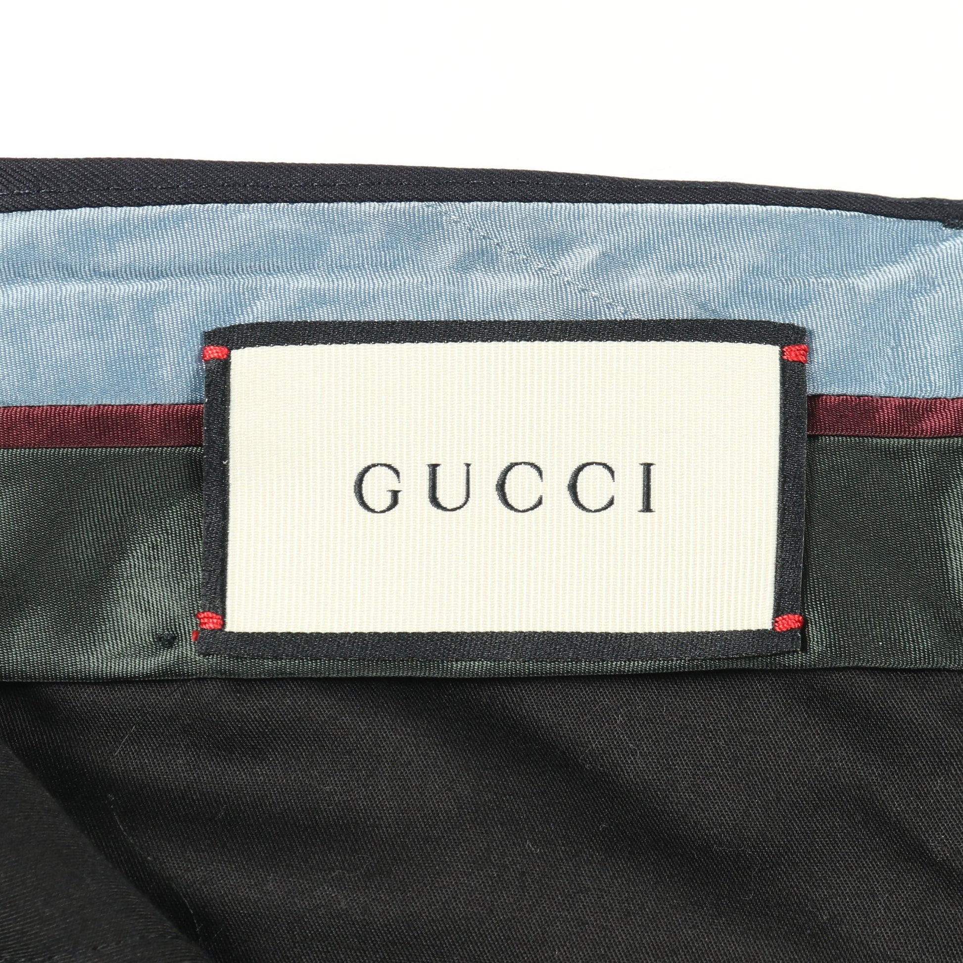 エンブロイダリー スラックス トラウザーズ 総柄 ウール ネイビー グッチ ボトムス GUCCI