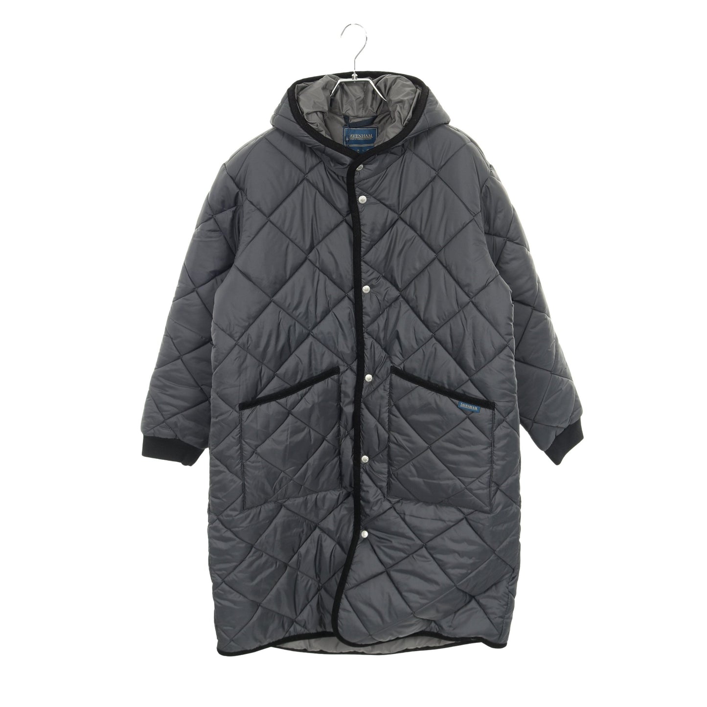 BIG QUILT LONGLINE BRUNDON キルティングコート グレー 中綿 フード付き ラベンハム アウター LAVENHAM