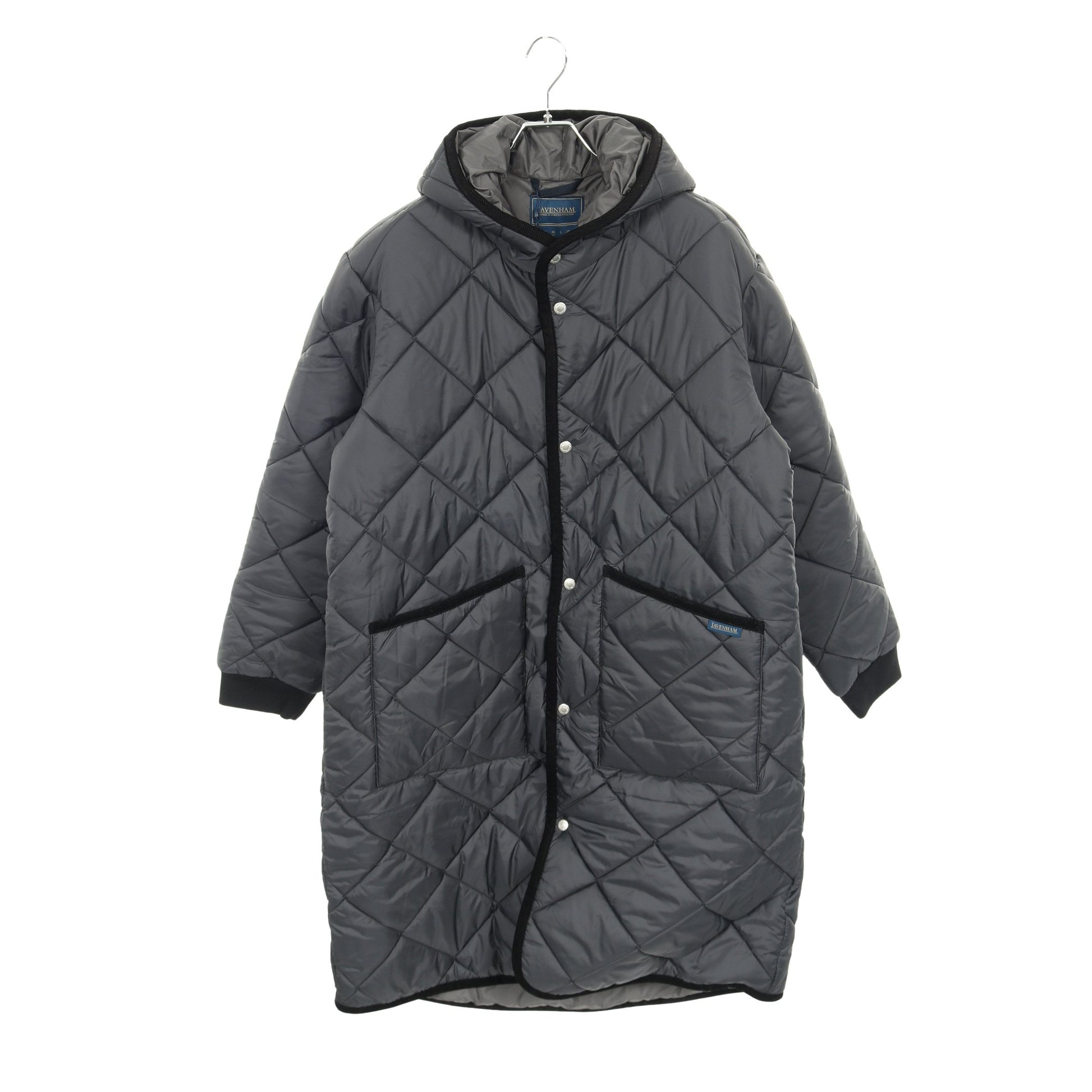 BIG QUILT LONGLINE BRUNDON キルティングコート グレー 中綿 フード付き ラベンハム アウター LAVENHAM