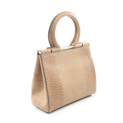 ガンチーニ ハンドバッグ レザー ベージュ クロコ型押し サルヴァトーレフェラガモ バッグ Salvatore Ferragamo