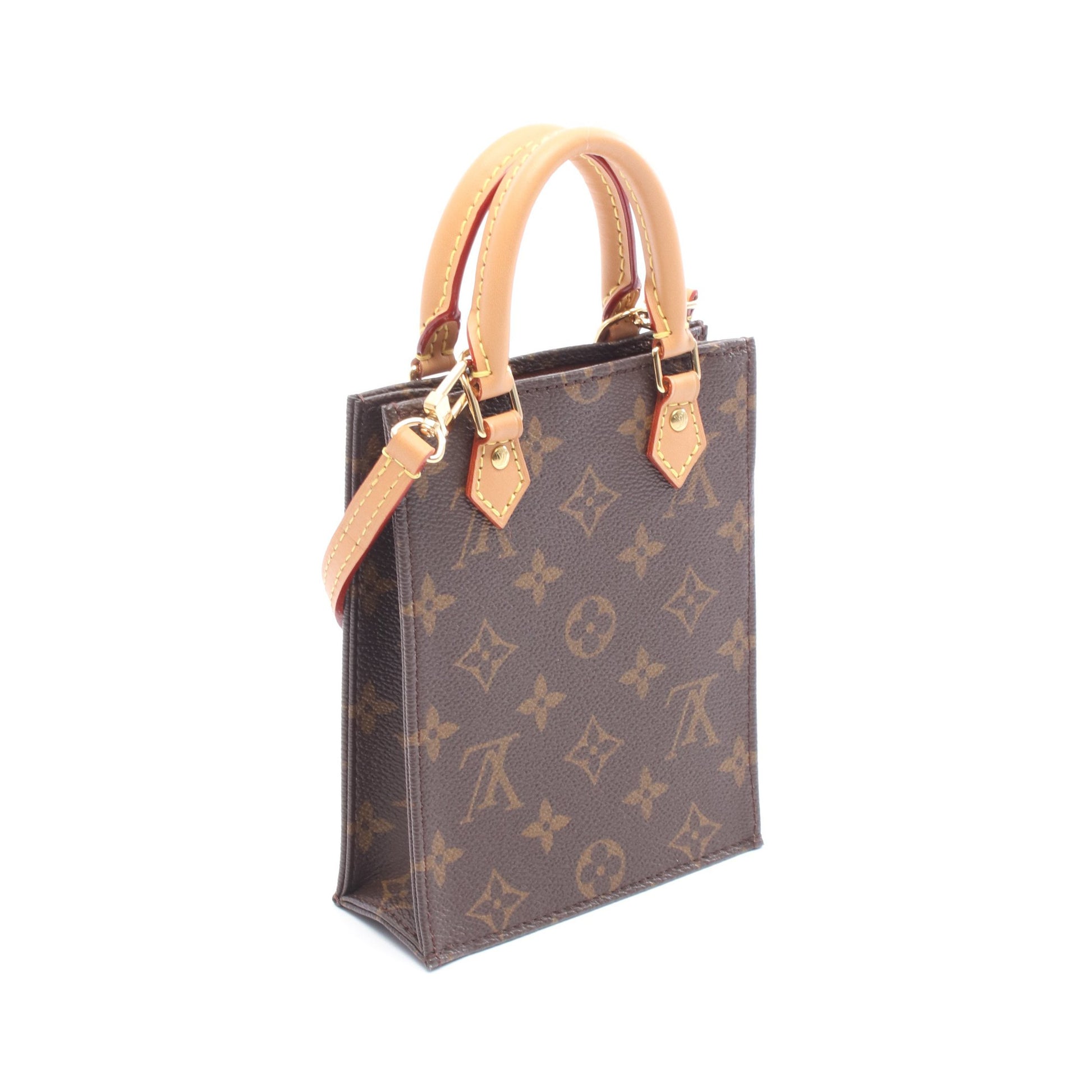 プティット サックプラ モノグラム ハンドバッグ PVC レザー ブラウン 2WAY ルイヴィトン バッグ LOUIS VUITTON