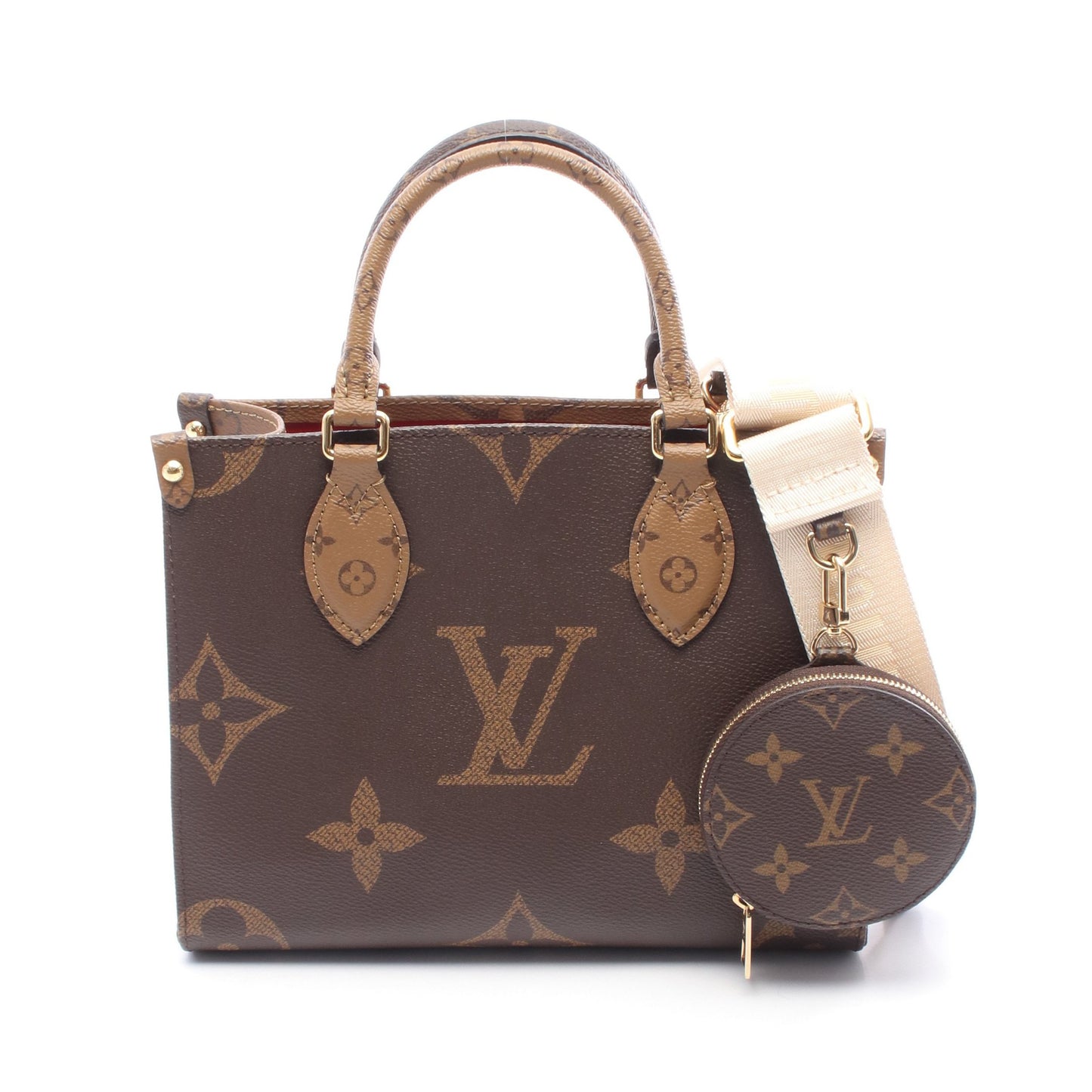 オンザゴーPM モノグラムジャイアント リバース ハンドバッグ PVC ブラウン ベージュ 2WAY ルイヴィトン バッグ LOUIS VUITTON