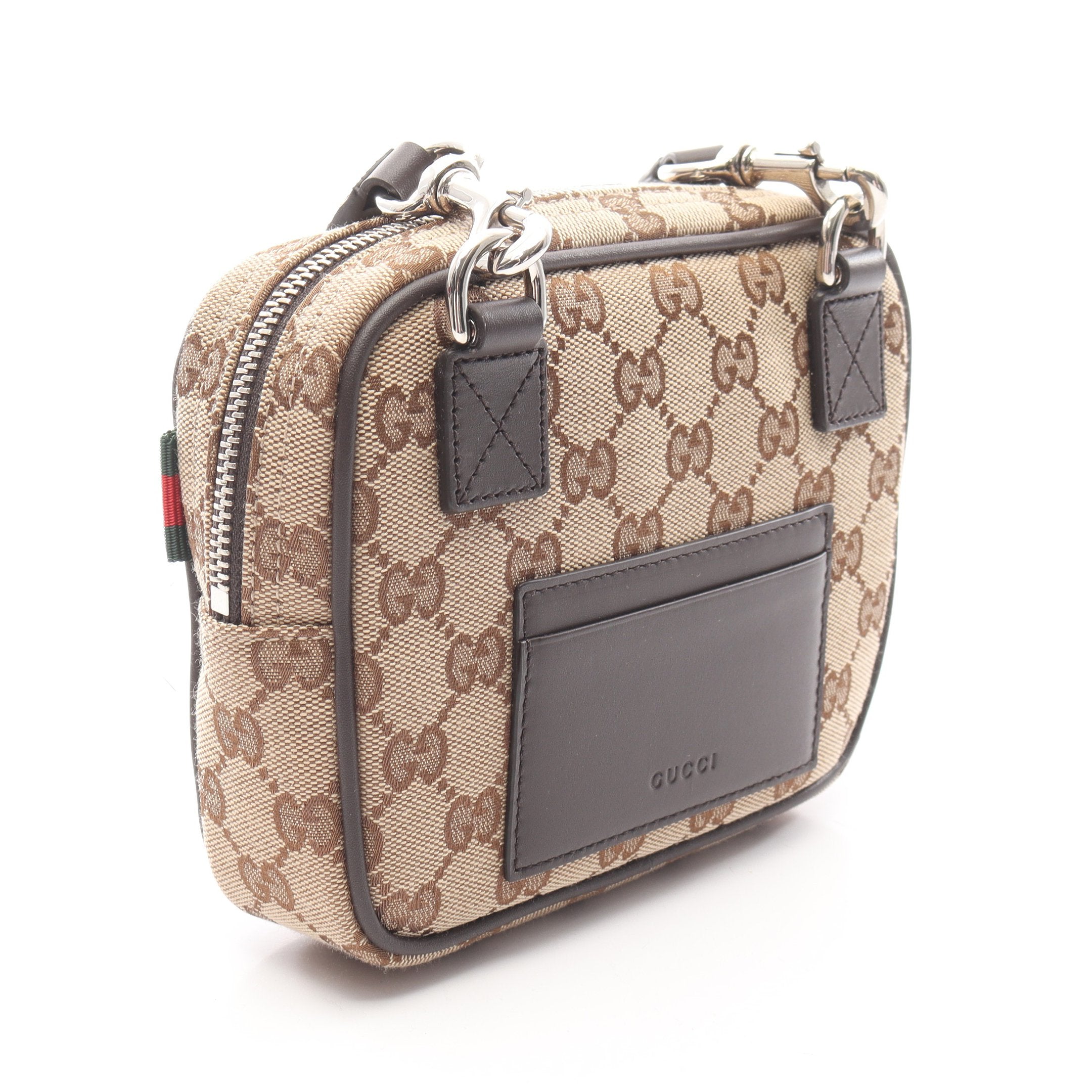 GUCCI GGキャンバス レザーバッグ GUCCI グッチ トートバッグ GGキャンバス レザー レッド グレー系 002