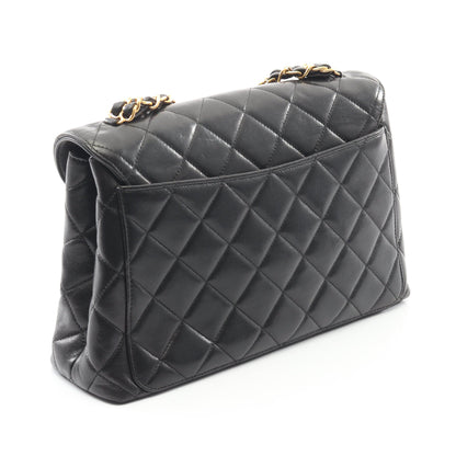 マトラッセ チェーンショルダーバッグ ラムスキン ブラック ゴールド金具 シャネル バッグ CHANEL