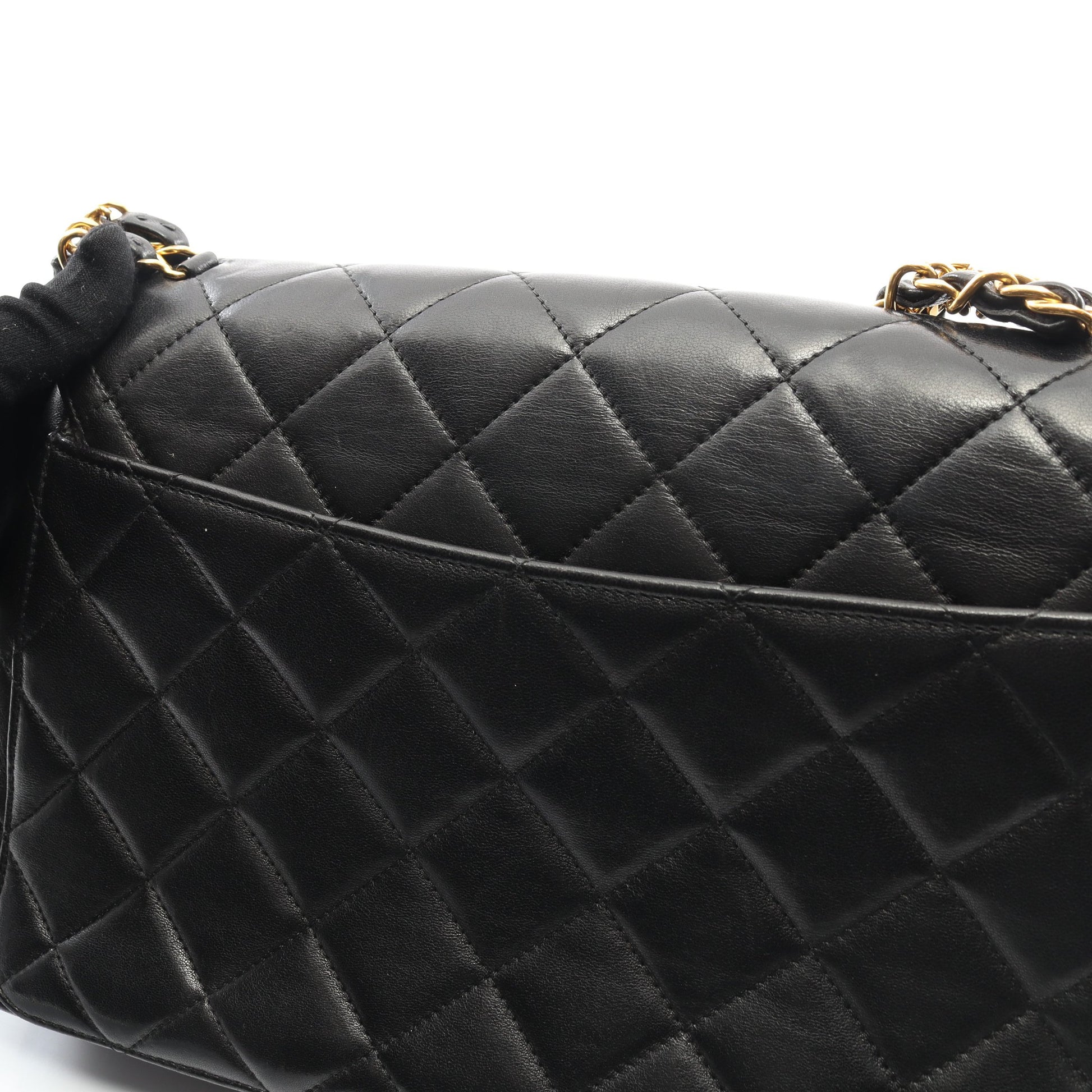 マトラッセ チェーンショルダーバッグ ラムスキン ブラック ゴールド金具 シャネル バッグ CHANEL