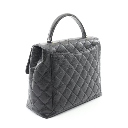 マトラッセ ハンドバッグ キャビアスキン ブラック ゴールド金具 シャネル バッグ CHANEL