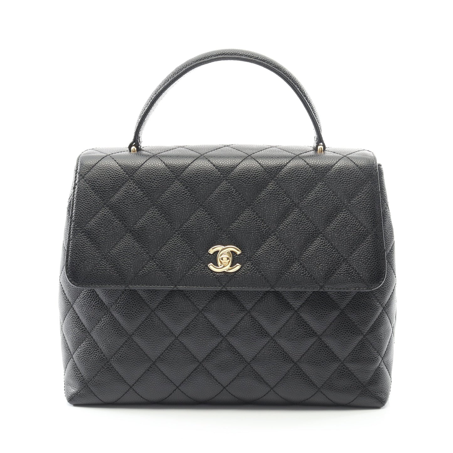 マトラッセ ハンドバッグ キャビアスキン ブラック ゴールド金具 シャネル バッグ CHANEL
