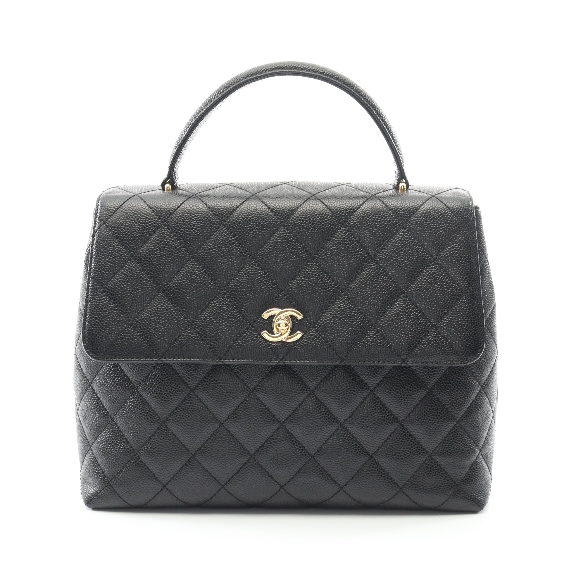 マトラッセ ハンドバッグ キャビアスキン ブラック ゴールド金具 シャネル バッグ CHANEL