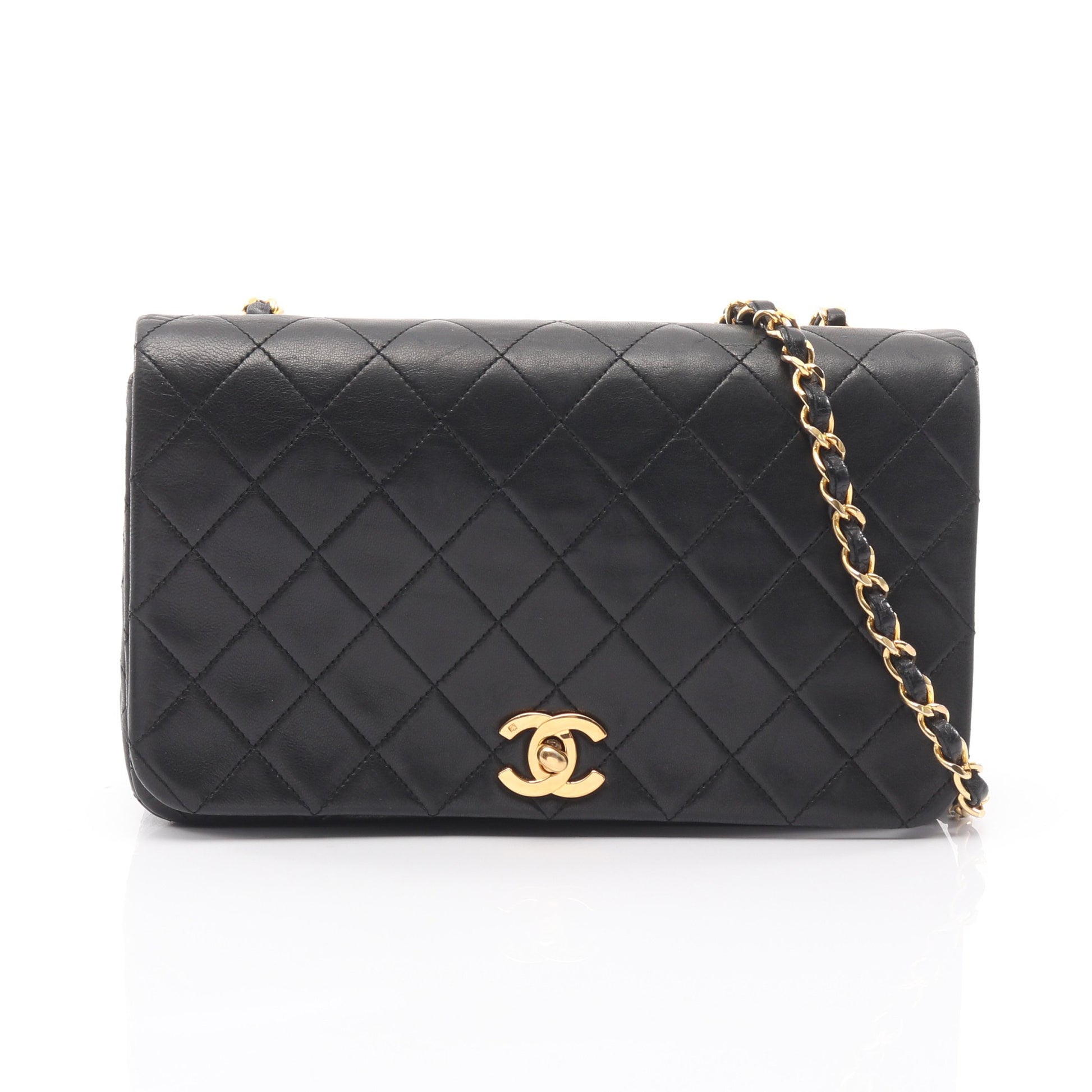 フルフラップ マトラッセ チェーンショルダーバッグ ラムスキン ブラック ゴールド金具 シャネル バッグ CHANEL