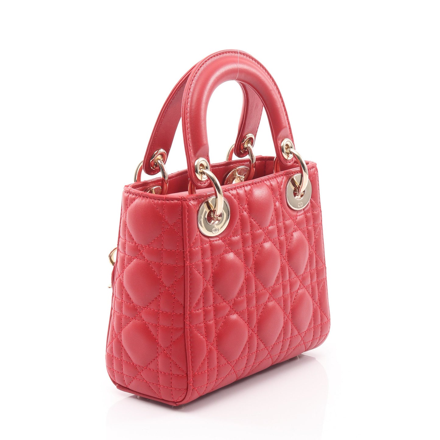 レディディオール ミニ カナージュ ハンドバッグ ハート レザー レッド 2WAY クリスチャンディオール バッグ Christian Dior