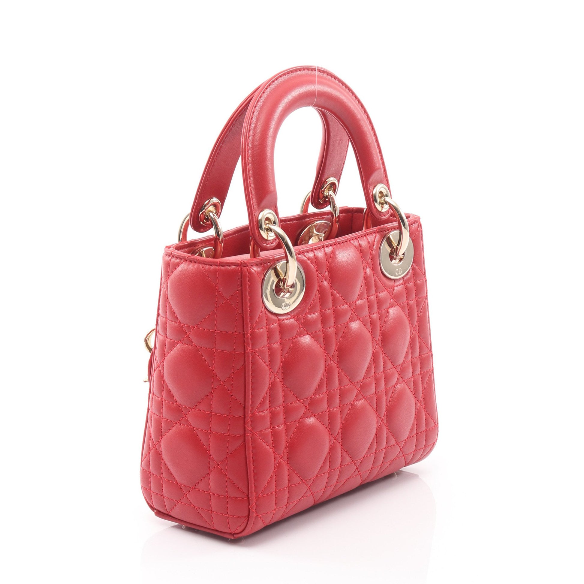 レディディオール ミニ カナージュ ハンドバッグ ハート レザー レッド 2WAY クリスチャンディオール バッグ Christian Dior