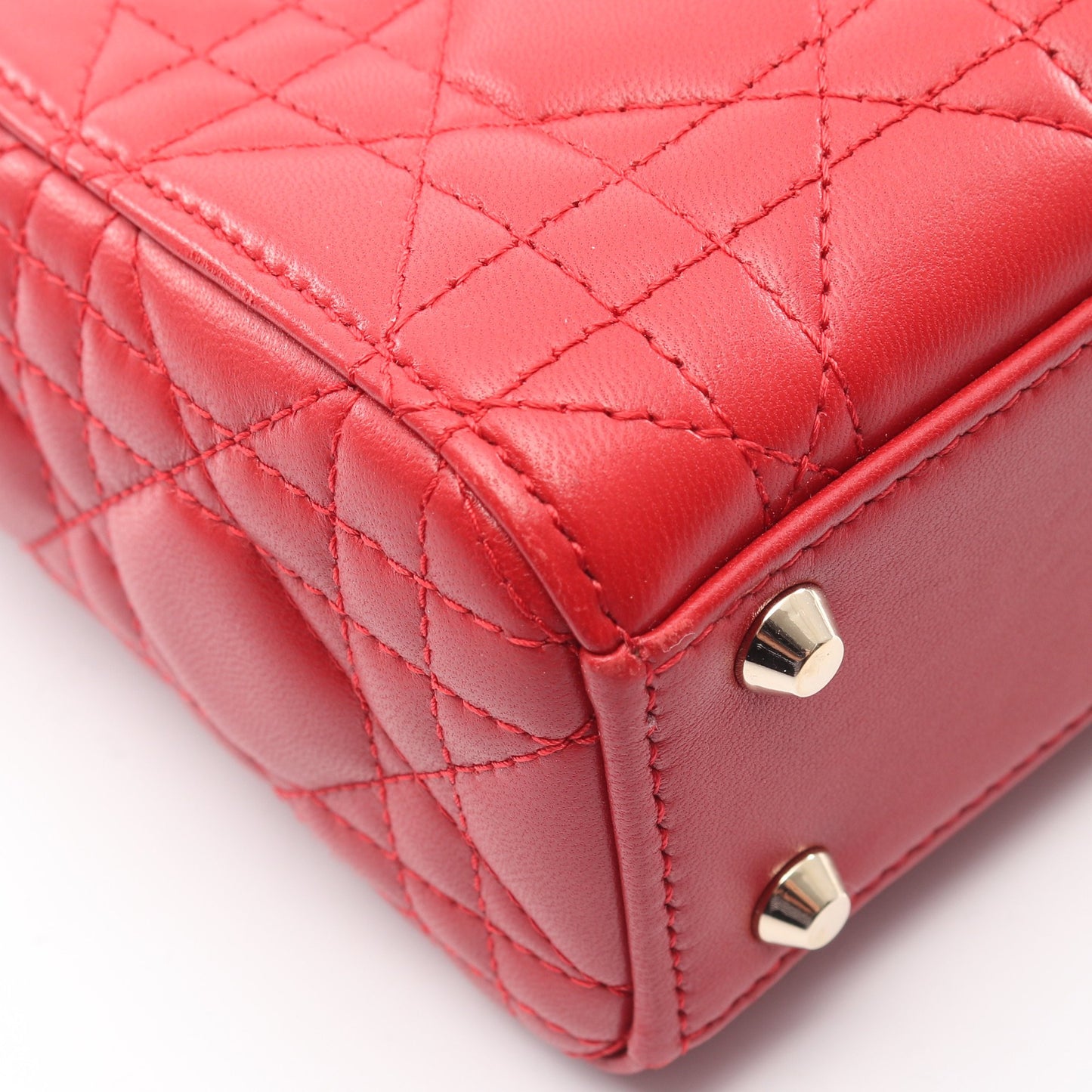レディディオール ミニ カナージュ ハンドバッグ ハート レザー レッド 2WAY クリスチャンディオール バッグ Christian Dior