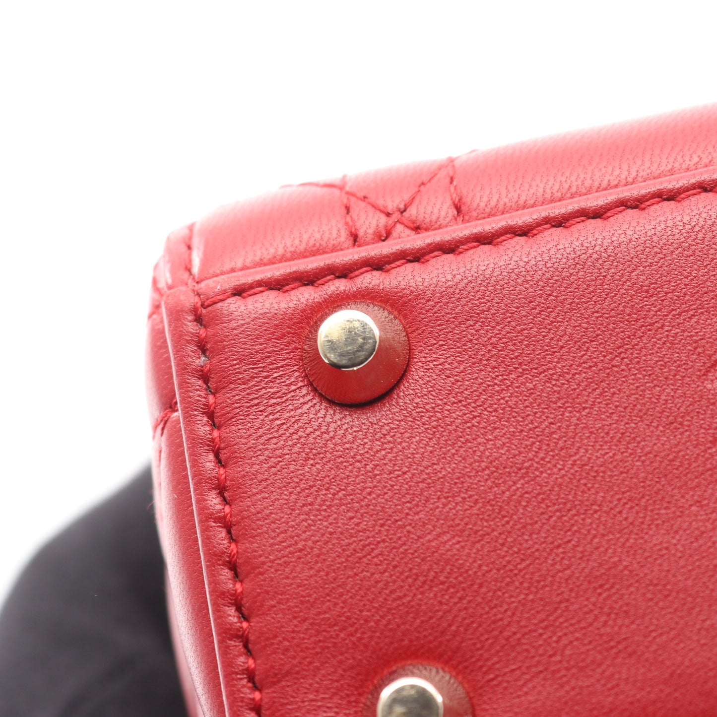 レディディオール ミニ カナージュ ハンドバッグ ハート レザー レッド 2WAY クリスチャンディオール バッグ Christian Dior