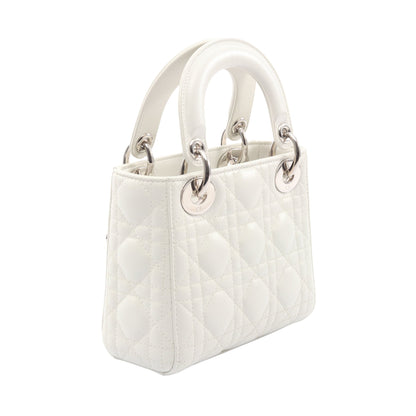 レディディオール ミニ カナージュ ハンドバッグ レザー ホワイト 2WAY クリスチャンディオール バッグ Christian Dior