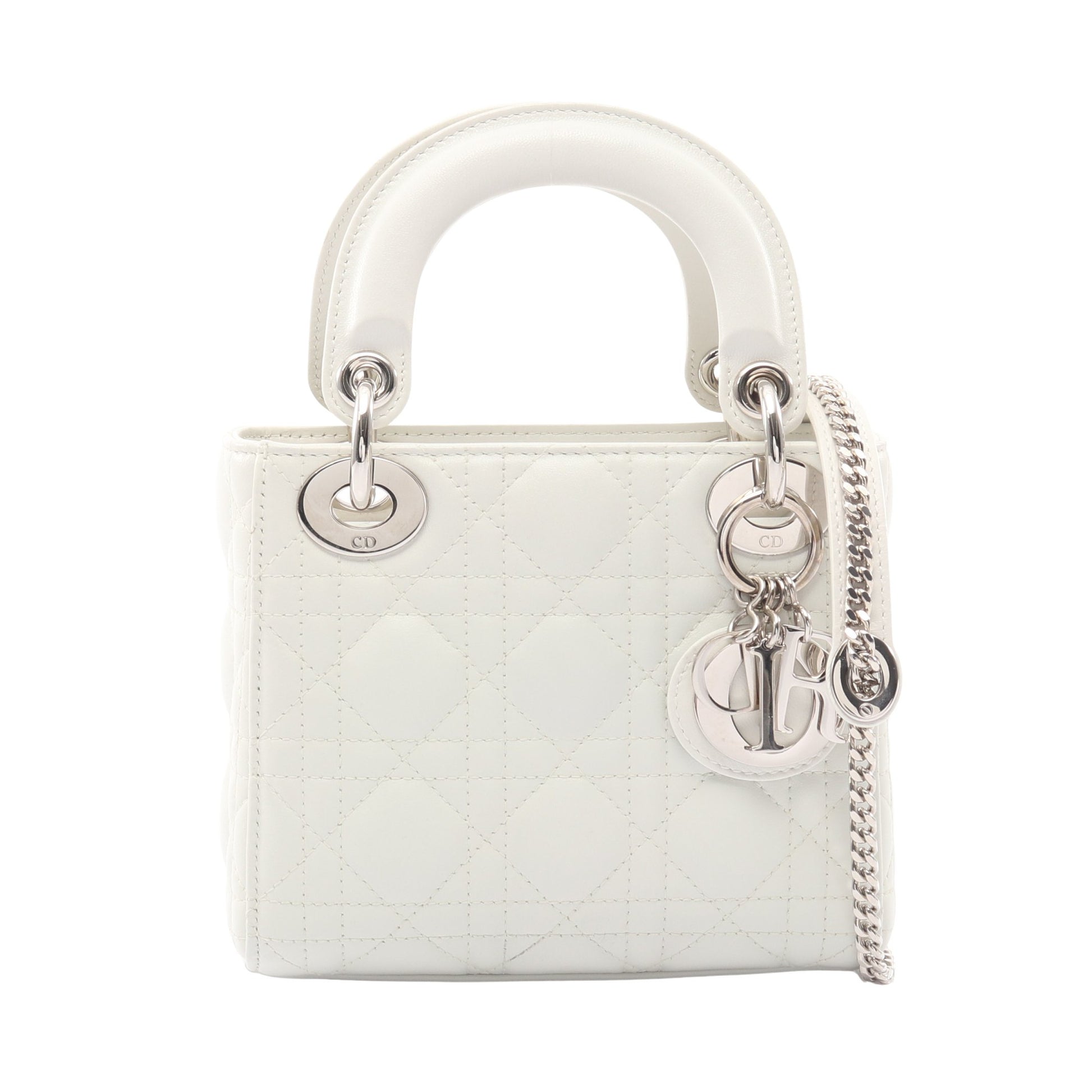レディディオール ミニ カナージュ ハンドバッグ レザー ホワイト 2WAY クリスチャンディオール バッグ Christian Dior