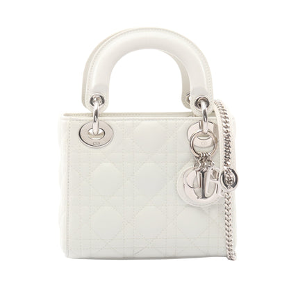レディディオール ミニ カナージュ ハンドバッグ レザー ホワイト 2WAY クリスチャンディオール バッグ Christian Dior