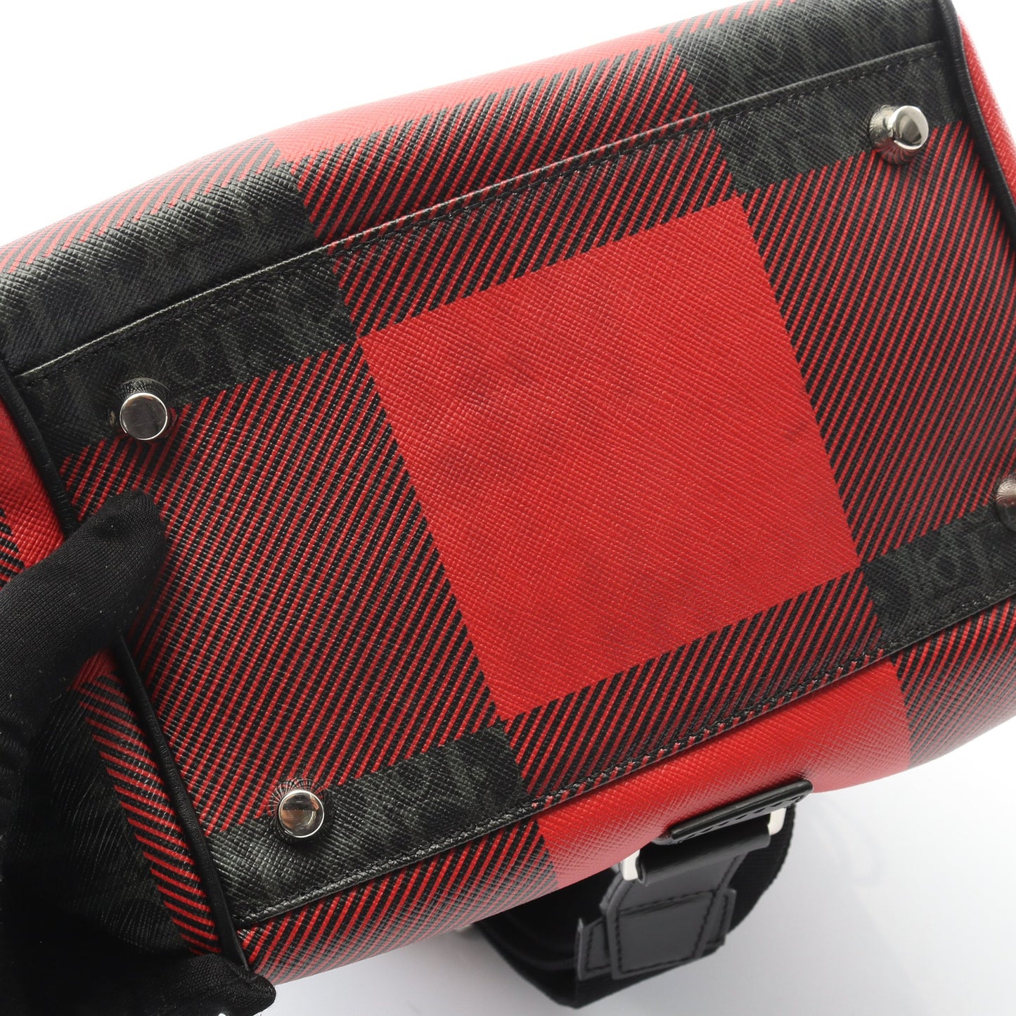 ボディバッグ チェック PVC レザー レッド ブラック ディオールオム バッグ Dior HOMME