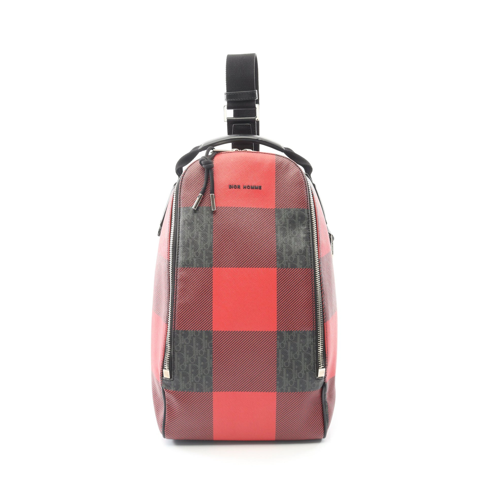 ボディバッグ チェック PVC レザー レッド ブラック ディオールオム バッグ Dior HOMME