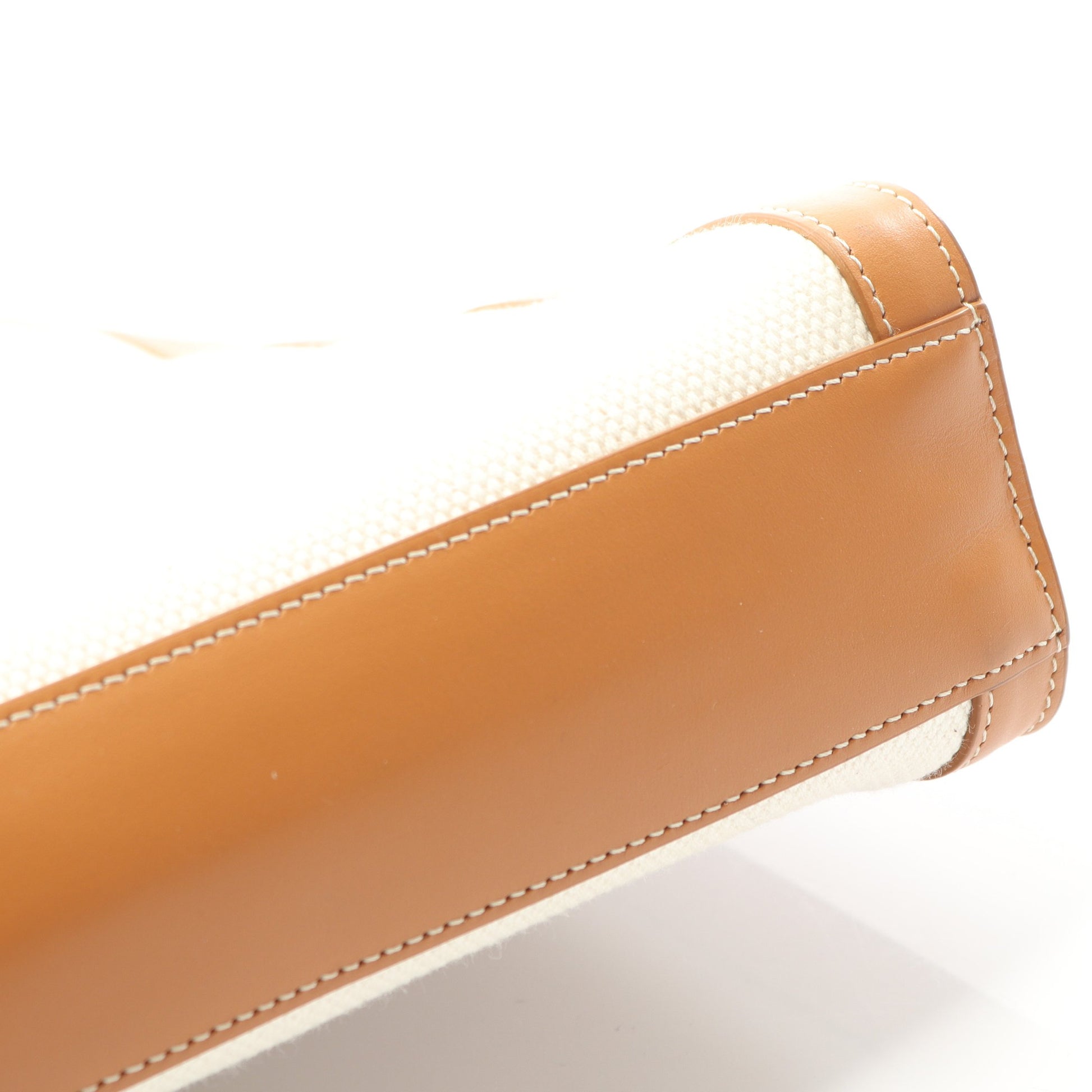 スモール バーティカル カバ ハンドバッグ トートバッグ キャンバス レザー オフホワイト ライトブラウン 2WAY セリーヌ バッグ CELINE
