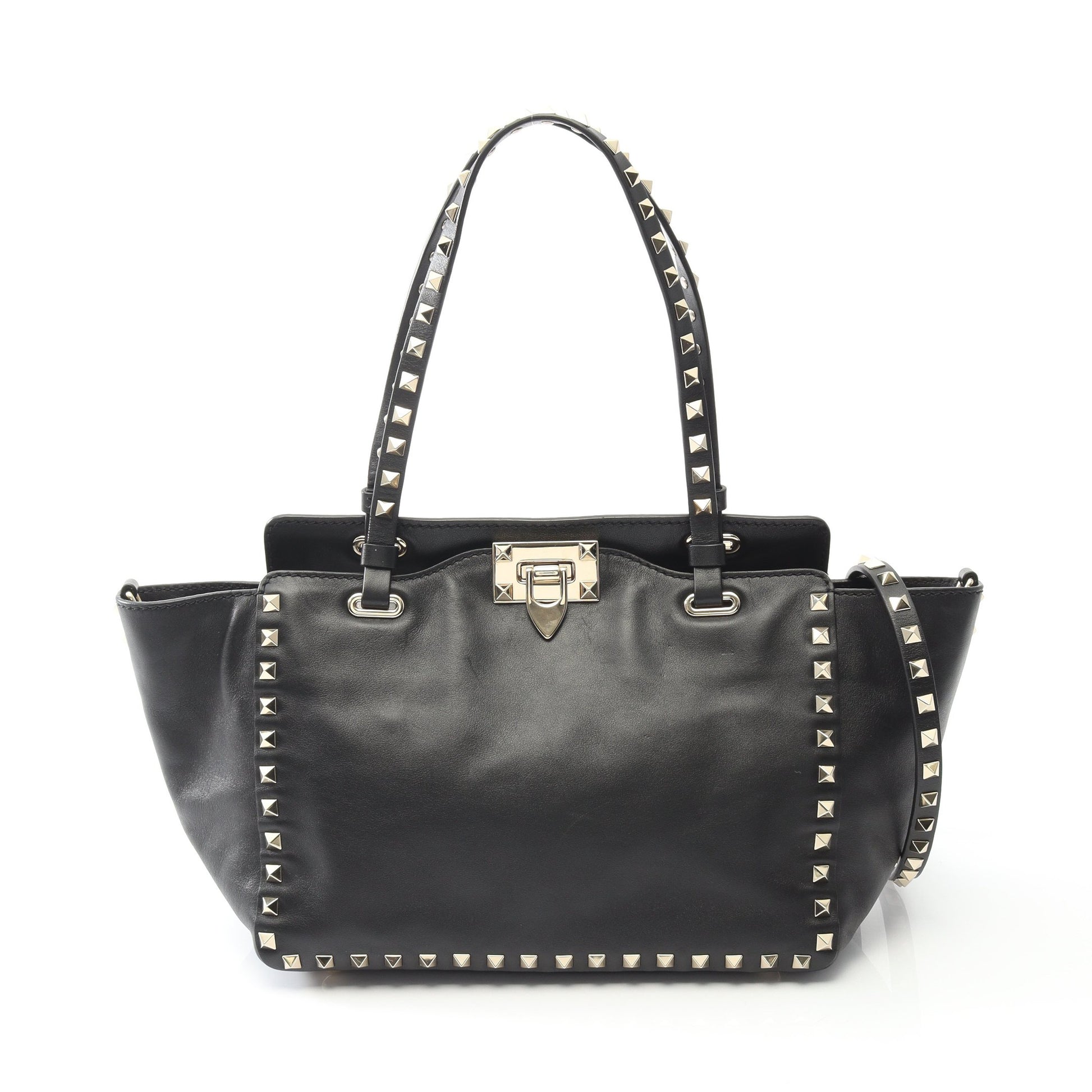 ロックスタッズ ハンドバッグ レザー ブラック 2WAY ヴァレンティノ バッグ VALENTINO