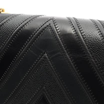 ボーイシャネル シェブロン Vステッチ チェーンショルダーバッグ レザー ブラック ゴールド金具 シャネル バッグ CHANEL