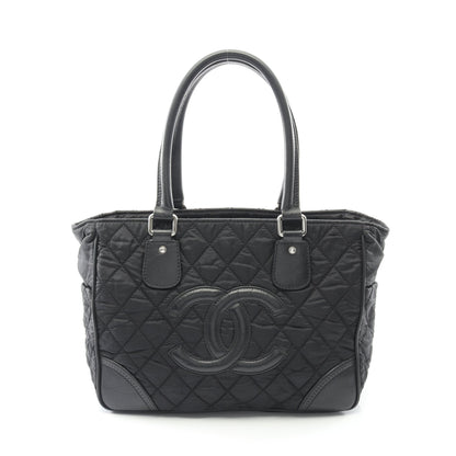 パリニューヨークライン ハンドバッグ トートバッグ ナイロン レザー ブラック シルバー金具 シャネル バッグ CHANEL