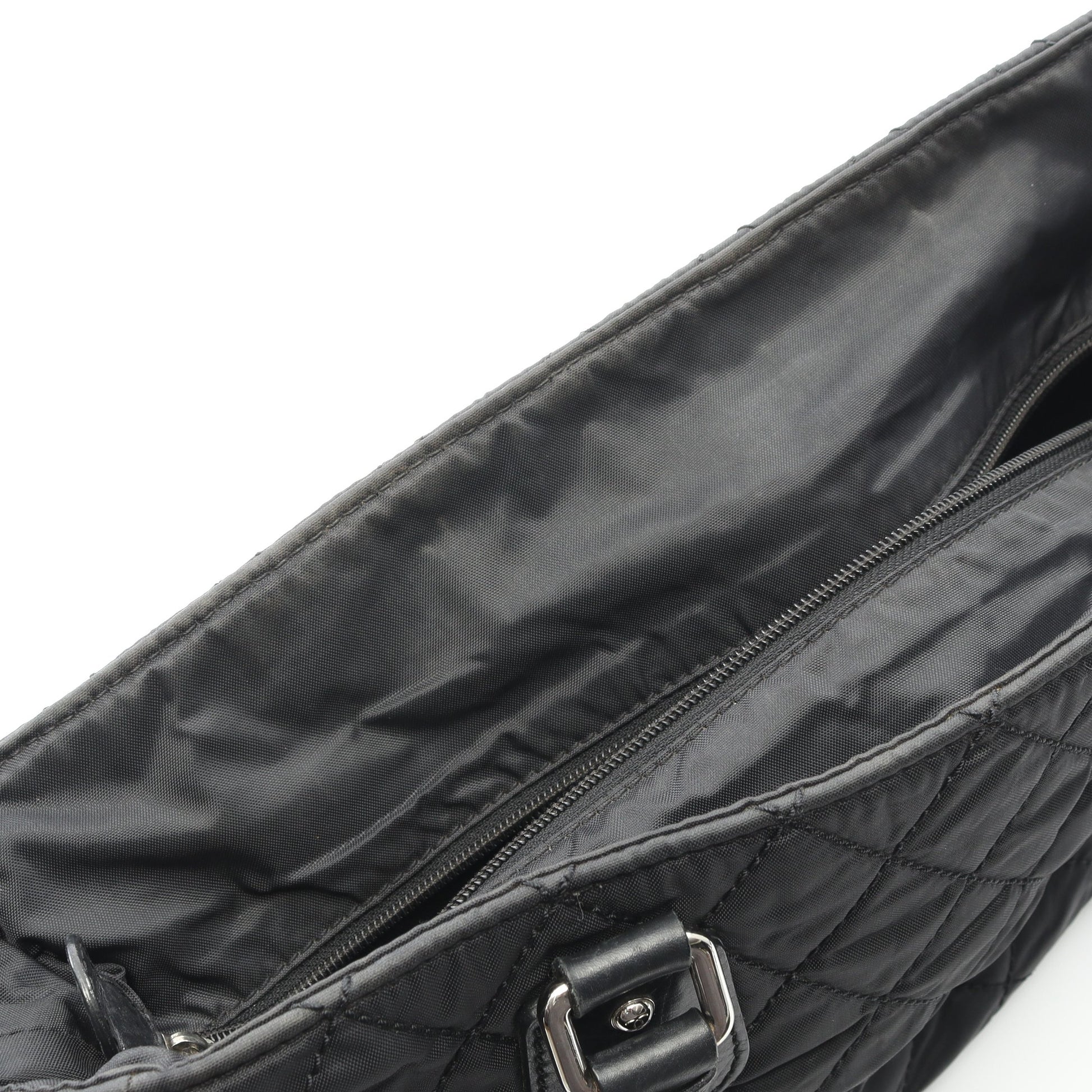 パリニューヨークライン ハンドバッグ トートバッグ ナイロン レザー ブラック シルバー金具 シャネル バッグ CHANEL