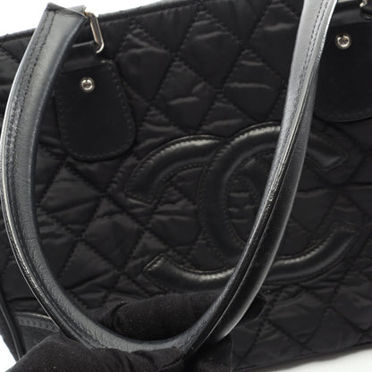パリニューヨークライン ハンドバッグ トートバッグ ナイロン レザー ブラック シルバー金具 シャネル バッグ CHANEL