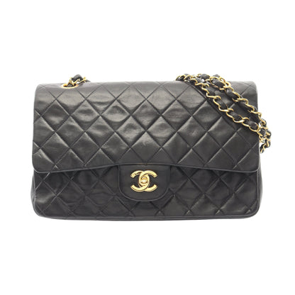 マトラッセ Wフラップ Wチェーンショルダーバッグ ラムスキン ブラック ゴールド金具 シャネル バッグ CHANEL