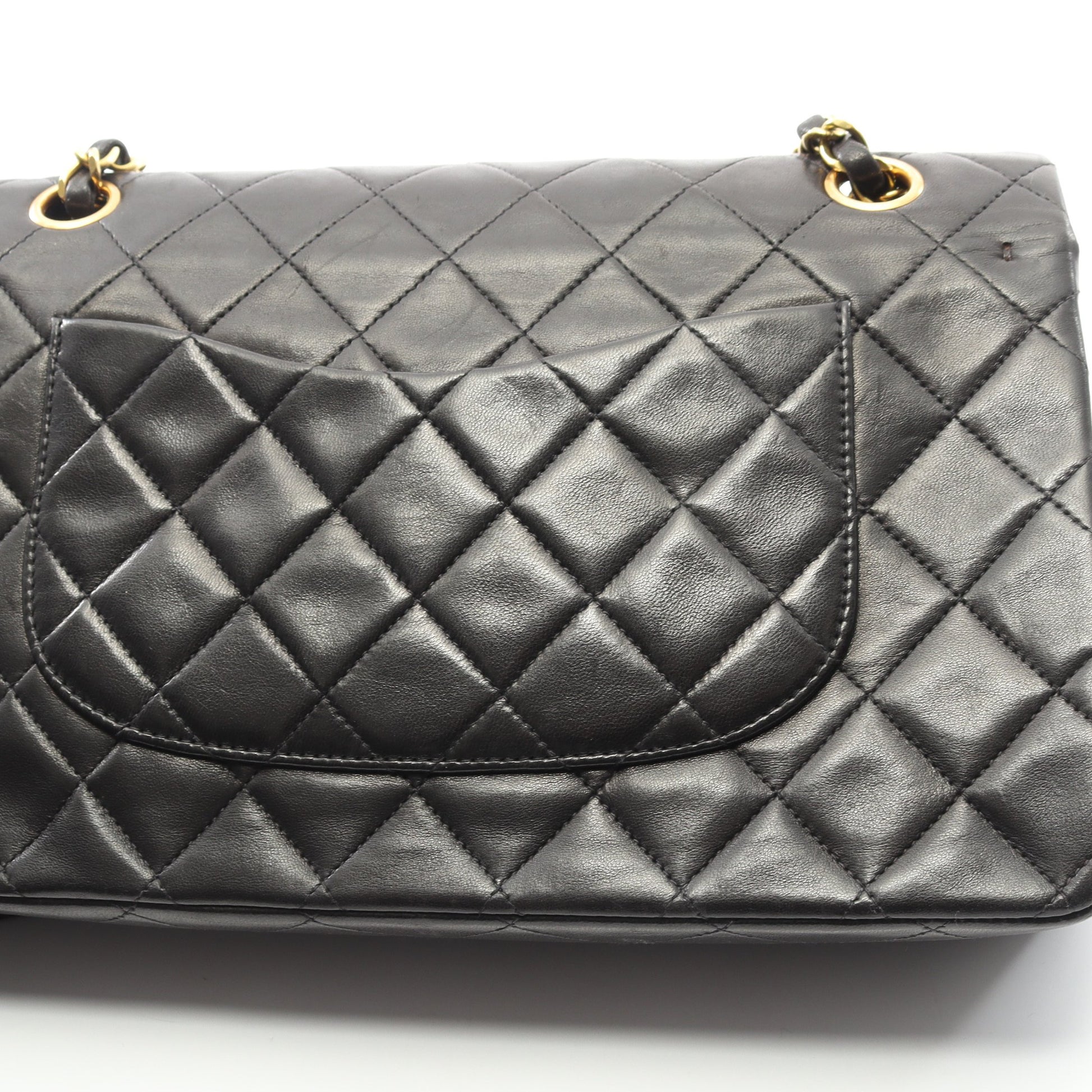 マトラッセ Wフラップ Wチェーンショルダーバッグ ラムスキン ブラック ゴールド金具 シャネル バッグ CHANEL