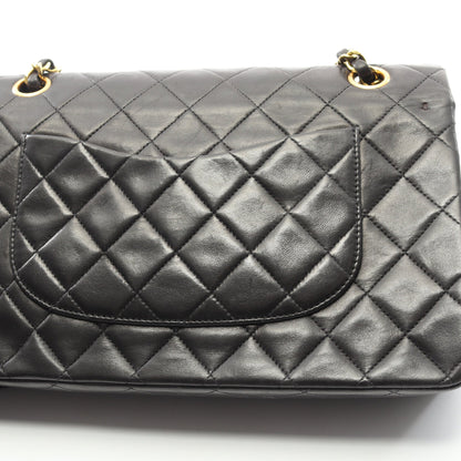 マトラッセ Wフラップ Wチェーンショルダーバッグ ラムスキン ブラック ゴールド金具 シャネル バッグ CHANEL