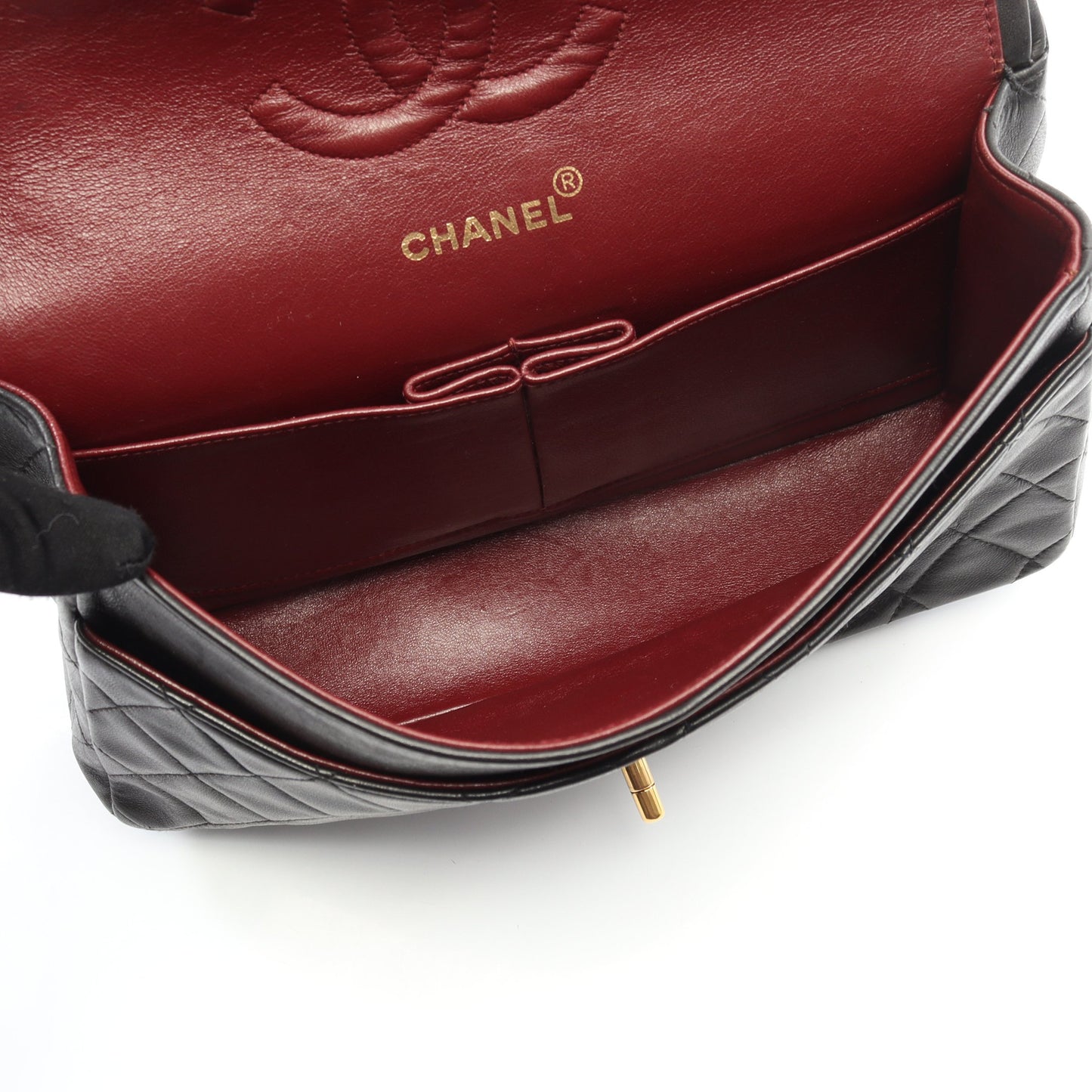 マトラッセ Wフラップ Wチェーンショルダーバッグ ラムスキン ブラック ゴールド金具 シャネル バッグ CHANEL