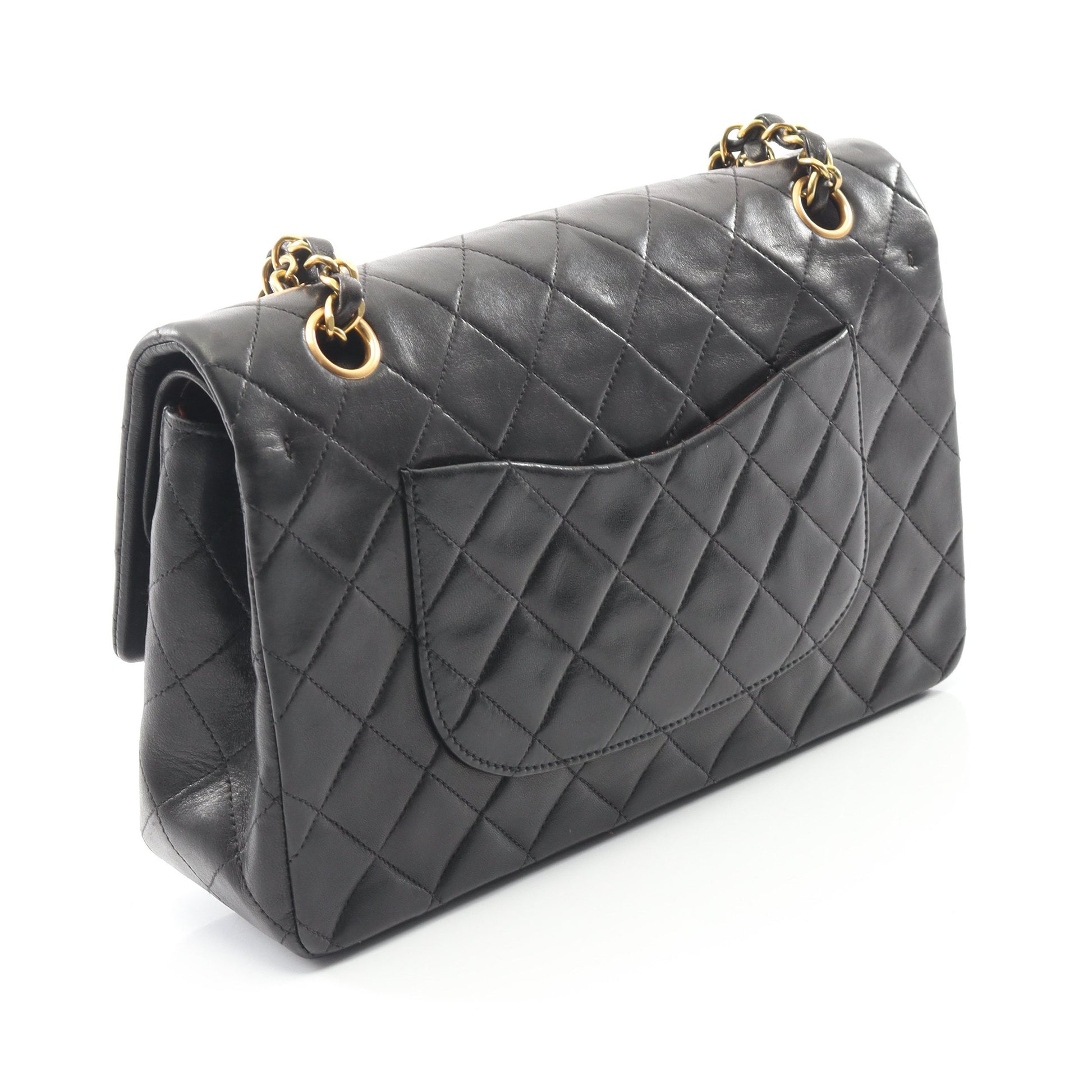 マトラッセ Wフラップ Wチェーンショルダーバッグ ラムスキン ブラック ゴールド金具 シャネル バッグ CHANEL