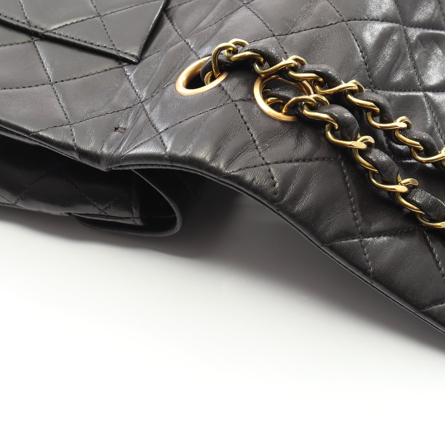 マトラッセ Wフラップ Wチェーンショルダーバッグ ラムスキン ブラック ゴールド金具 シャネル バッグ CHANEL