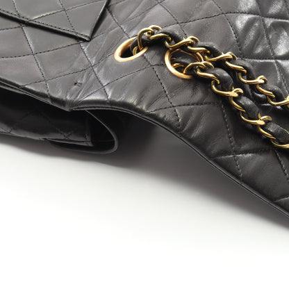 マトラッセ Wフラップ Wチェーンショルダーバッグ ラムスキン ブラック ゴールド金具 シャネル バッグ CHANEL