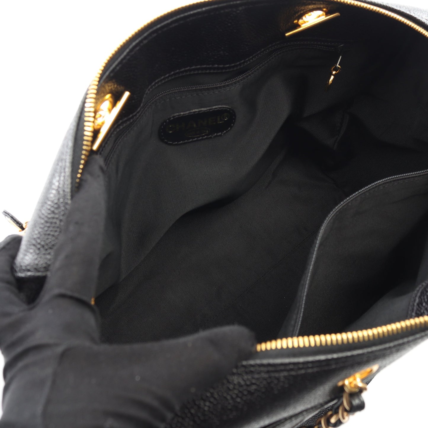 デカココマーク チェーンショルダーバッグ キャビアスキン ブラック ゴールド金具 シャネル バッグ CHANEL