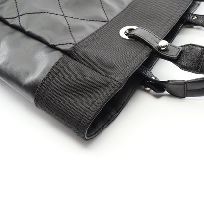 パリビアリッツMM ハンドバッグ トートバッグ コーティングキャンバス レザー ブラック シルバー金具 シャネル バッグ CHANEL