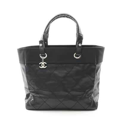 パリビアリッツMM ハンドバッグ トートバッグ コーティングキャンバス レザー ブラック シルバー金具 シャネル バッグ CHANEL