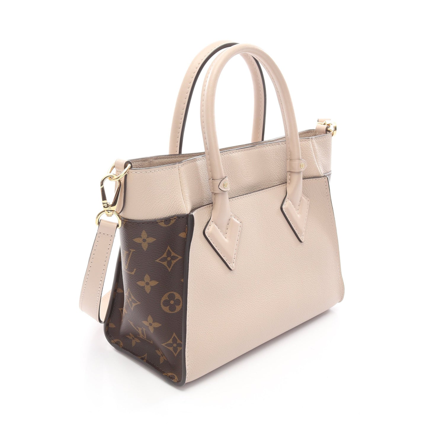 オンマイサイドPM モノグラム グレージュ ハンドバッグ レザー PVC ピンクベージュ ブラウン 2WAY ルイヴィトン バッグ LOUIS VUITTON