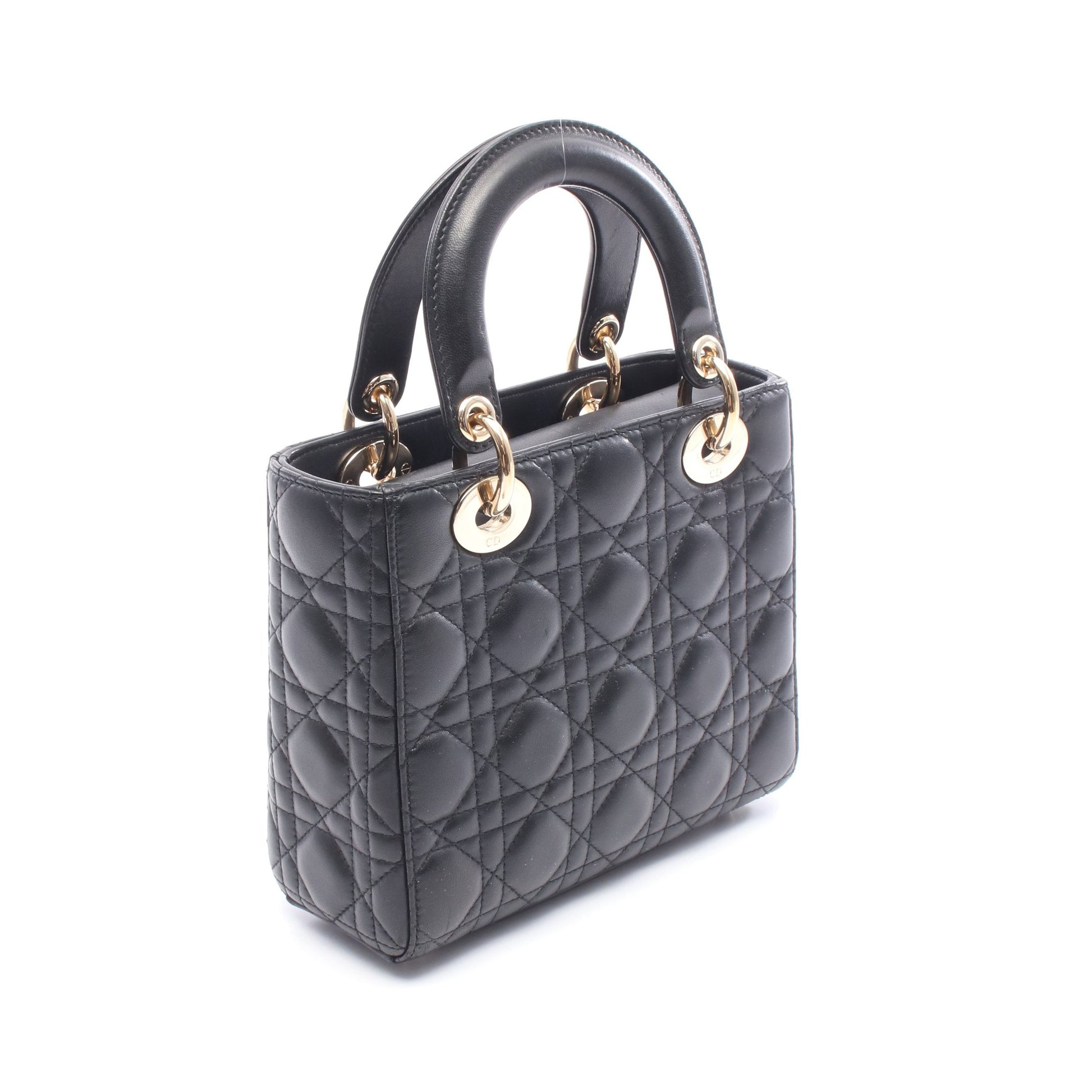 レディディオール スモール カナージュ ハンドバッグ レザー ブラック 2WAY クリスチャンディオール バッグ Christian Dior
