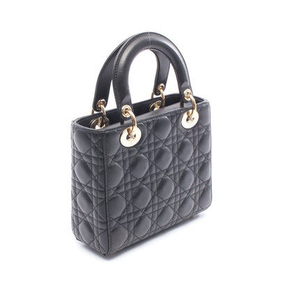 レディディオール スモール カナージュ ハンドバッグ レザー ブラック 2WAY クリスチャンディオール バッグ Christian Dior