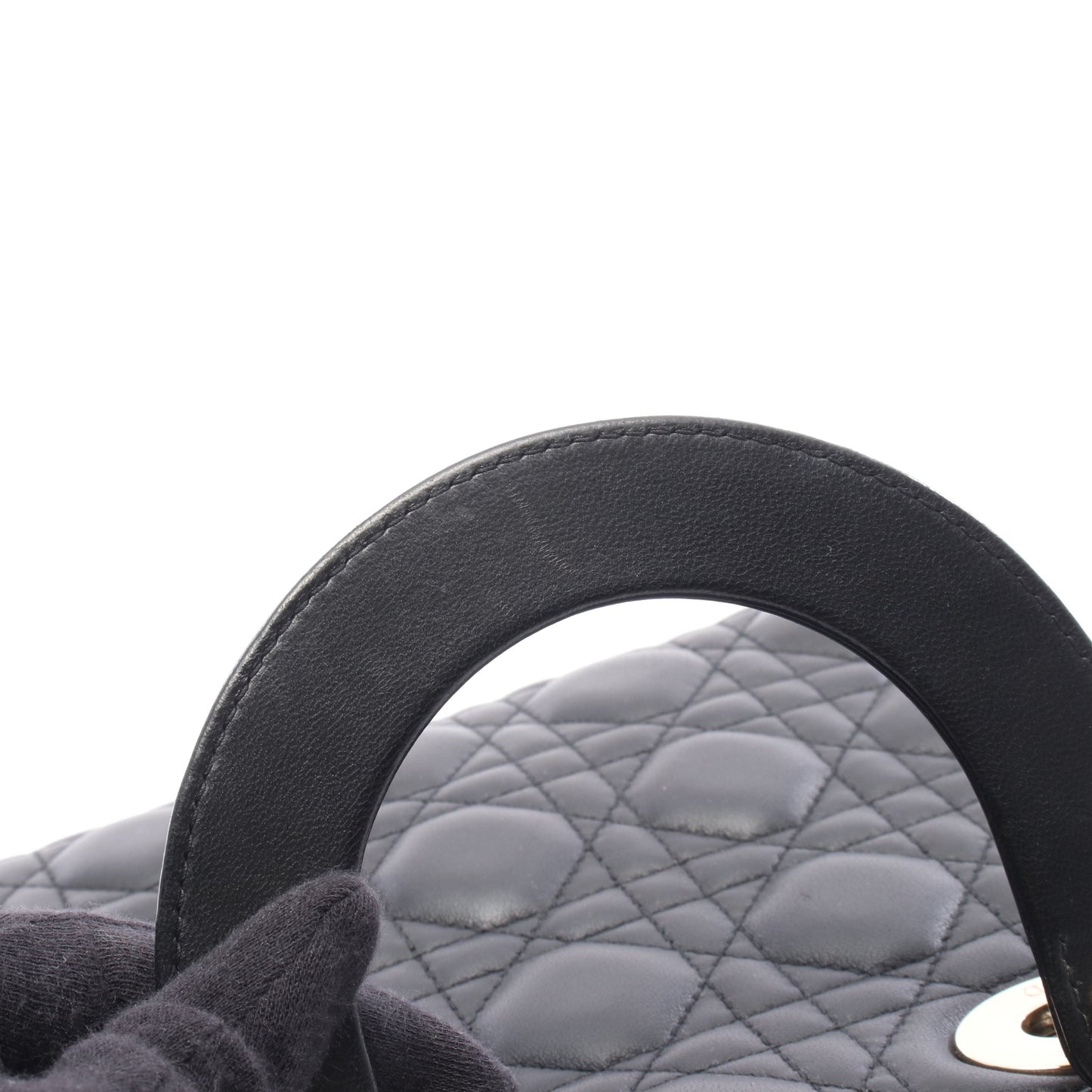 レディディオール スモール カナージュ ハンドバッグ レザー ブラック 2WAY クリスチャンディオール バッグ Christian Dior