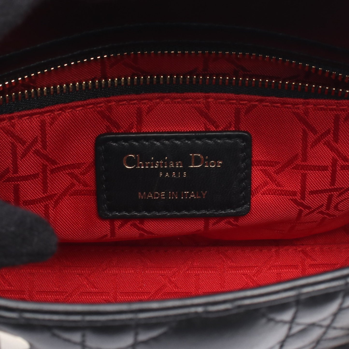 レディディオール スモール カナージュ ハンドバッグ レザー ブラック 2WAY クリスチャンディオール バッグ Christian Dior