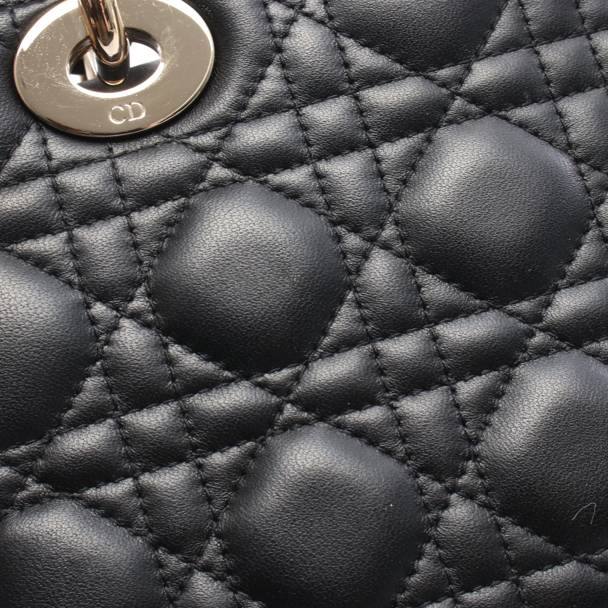 レディディオール スモール カナージュ ハンドバッグ レザー ブラック 2WAY クリスチャンディオール バッグ Christian Dior