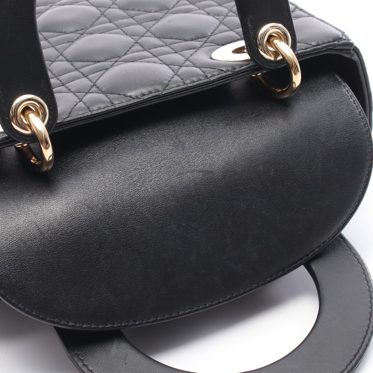 レディディオール スモール カナージュ ハンドバッグ レザー ブラック 2WAY クリスチャンディオール バッグ Christian Dior