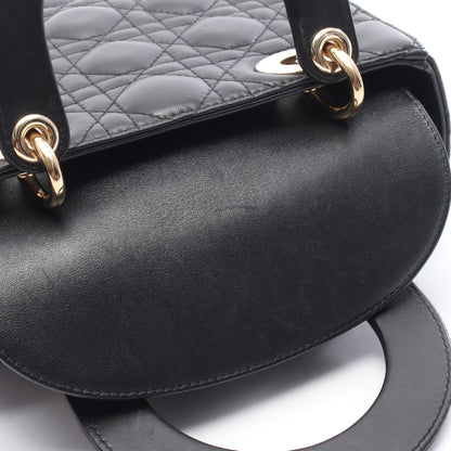 レディディオール スモール カナージュ ハンドバッグ レザー ブラック 2WAY クリスチャンディオール バッグ Christian Dior